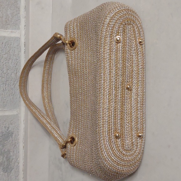 Eric Javits Women's Gold Handbag Tote Bag Purse Magnetic Closure - Picture 10 of 16